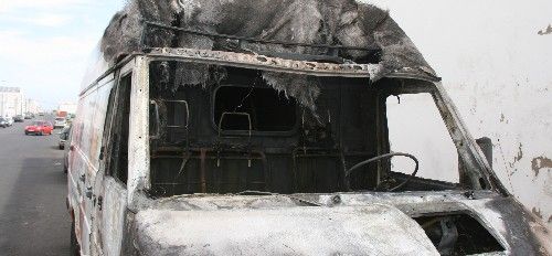 Incendio en una furgoneta de reparto en Arrecife