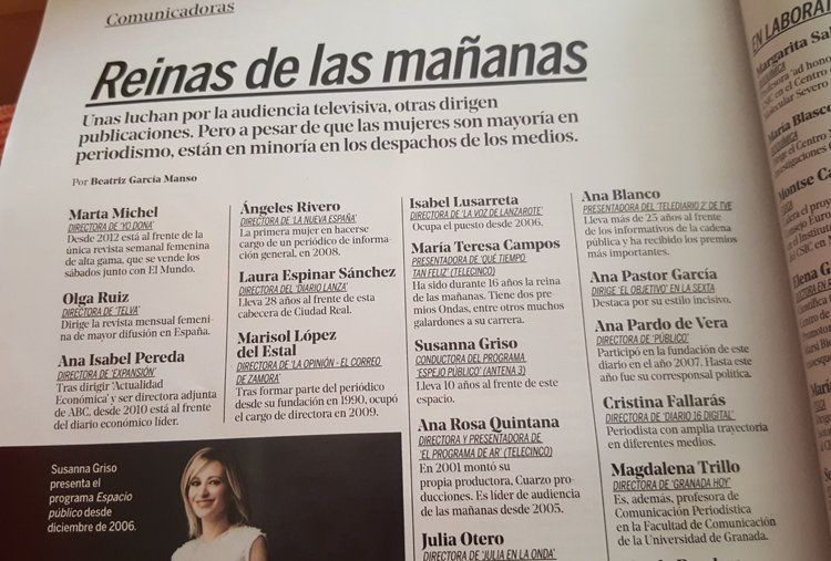 Una revista de El Mundo incluye a La Voz de Lanzarote en un reportaje sobre las 500 españolas más influyentes