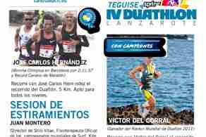 El atleta José Carlos Hernández y el triatleta Víctor del Corral participarán en el entrenamiento oficial del IV Duathlon Spring Teguise