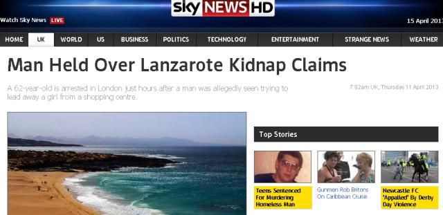 La prensa inglesa informa de la detención de un hombre en Londres por un supuesto intento de rapto de una niña en Costa Teguise