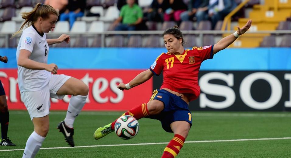 La lanzaroteña Sandra Hernández marca un gol en la victoria de España ante Nueva Zelanda