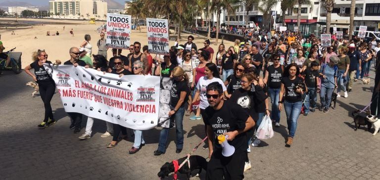 Unas doscientas personas se manifiestan contra el maltrato animal en Arrecife