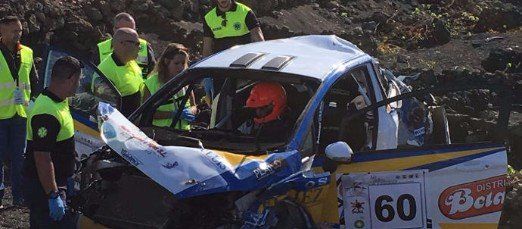 Un copiloto resulta herido en un accidente en el Rally Isla de Lanzarote
