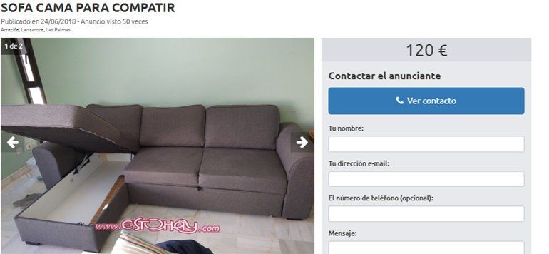 "Sorpresa" ante un anuncio en Internet en el que se alquila un "sofá cama para compartir" en Arrecife