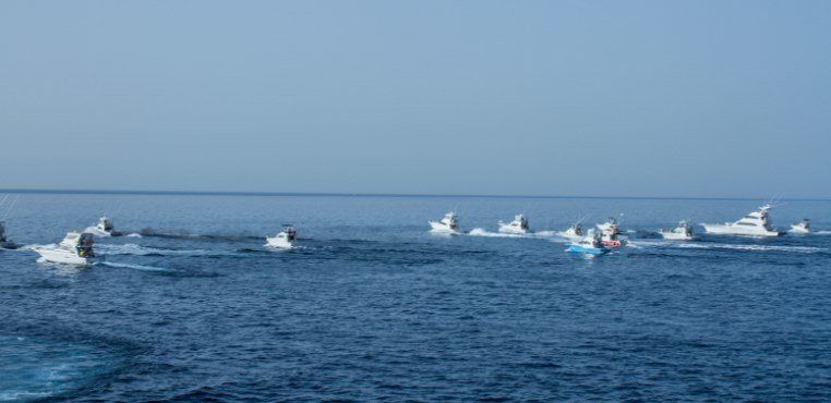 Más de medio centenar de embarcaciones toman la salida del XXVI Concurso de pesca de Puerto Calero