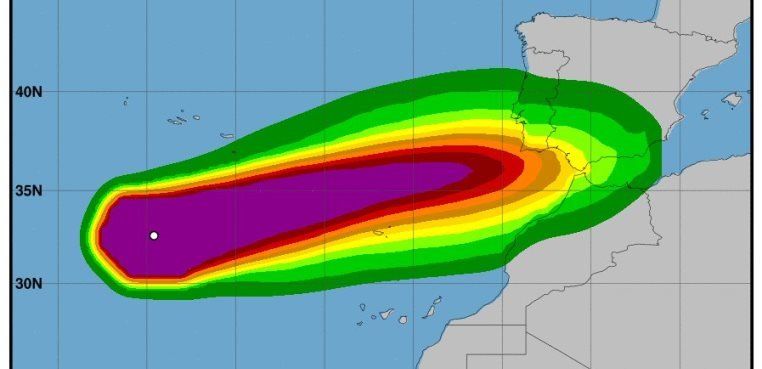 Los pronósticos apuntan a que el huracán Leslie va hacia Cádiz en lugar de Canarias