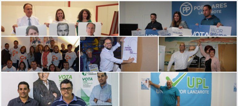 La tradicional pegada de carteles inicia la campaña electoral en Lanzarote