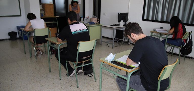 Imagen de una clase en Lanzarote tras la crisis del coronavirus en Canarias