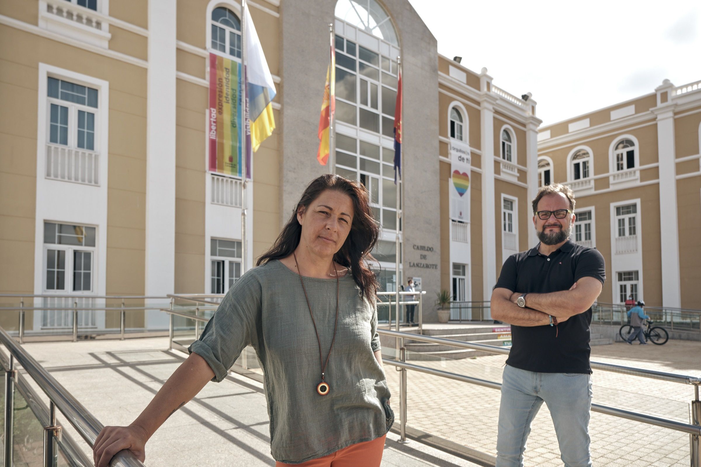 Los consejeros de Lanzarote en Pie Sí Podemos en el Cabildo, Myriam Barros y Jorge Peñas