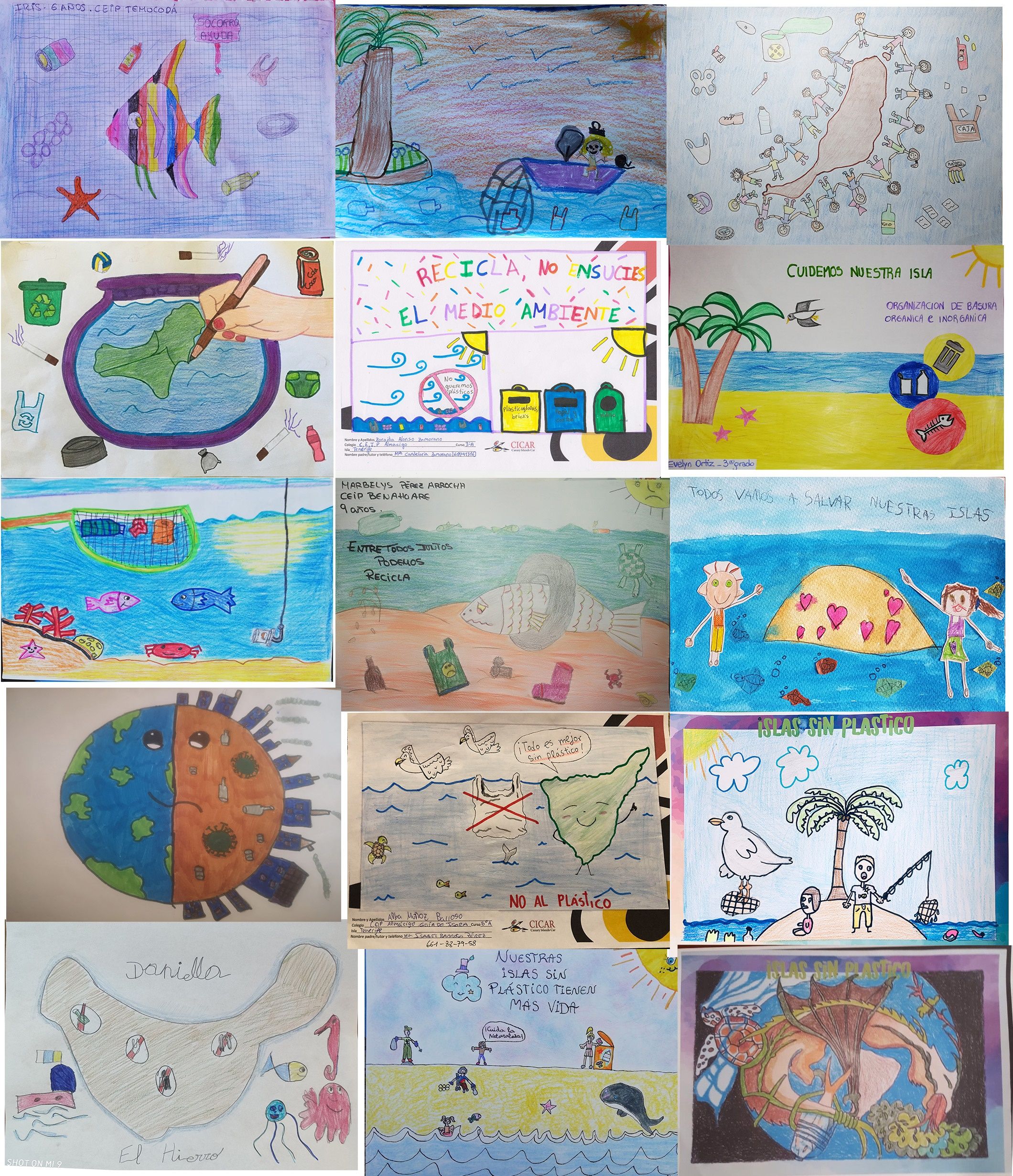 Dibujos premiados en el concurso 'Pinta y cuida tu isla'
