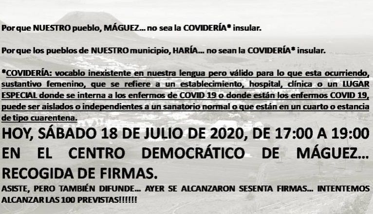 Otro de los llamamientos difundidos para recoger firmas contra la presencia de inmigrantes en Máguez