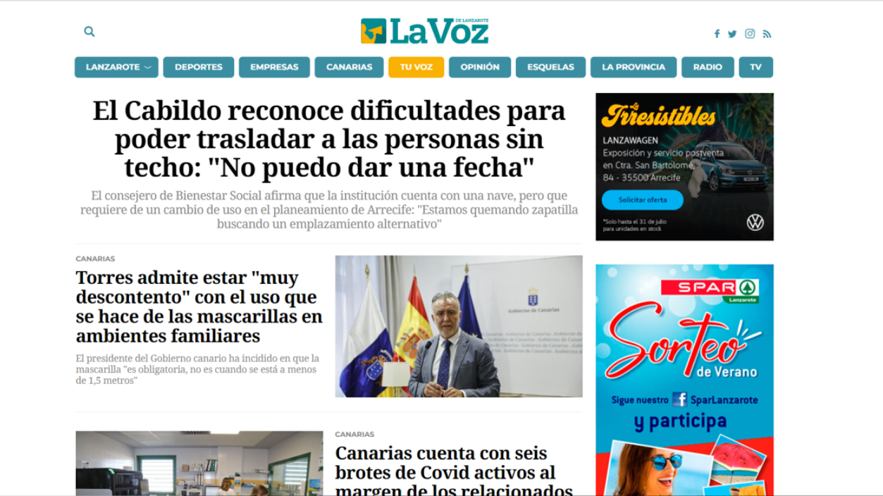 Portada de lavozdelanzarote.com