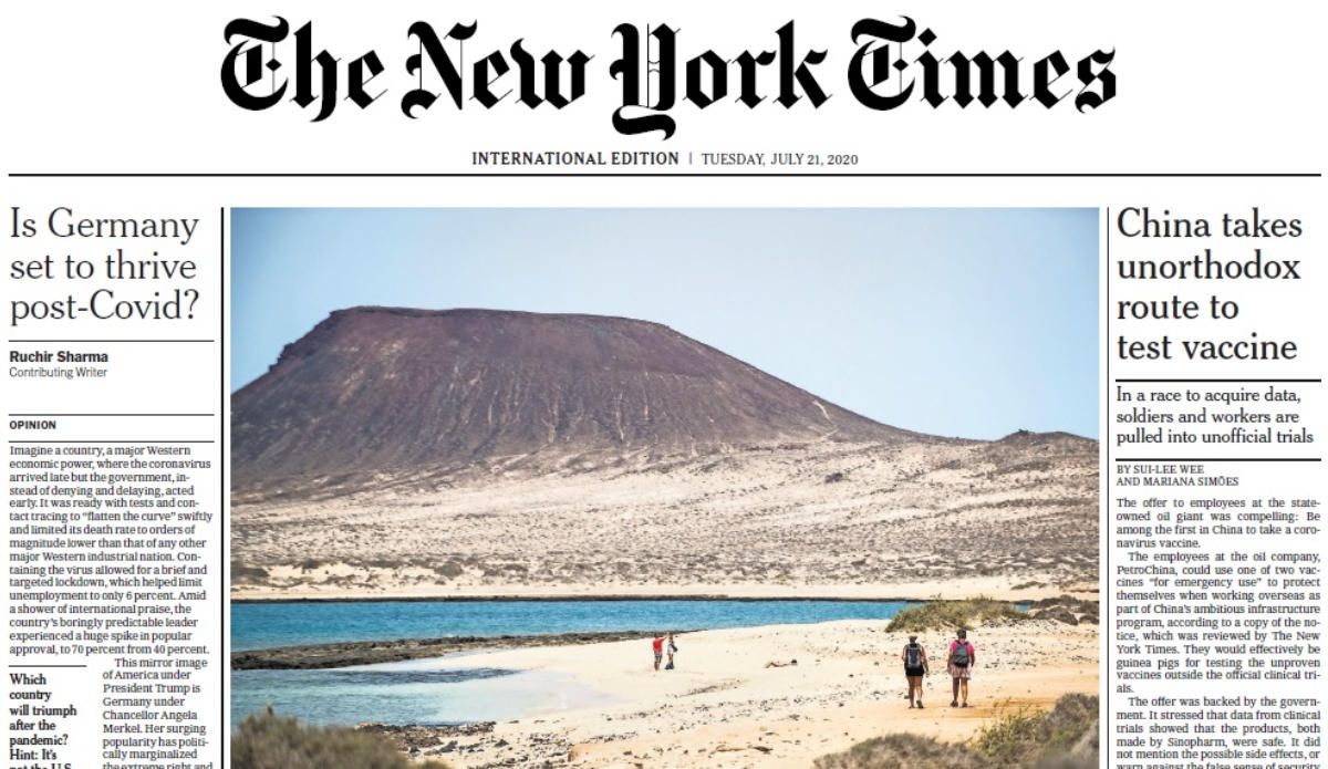 La Graciosa, portada en 'The New York Times'
