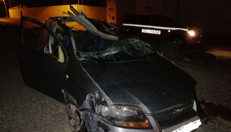 Vuelco de un coche en Argana