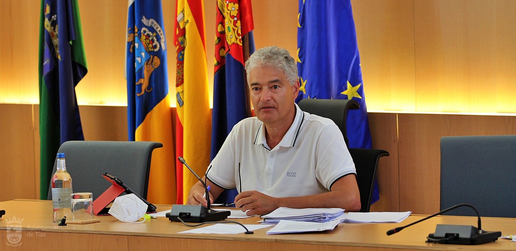 El alcalde de Tías, José Juan Cruz Saavedra, durante un Pleno