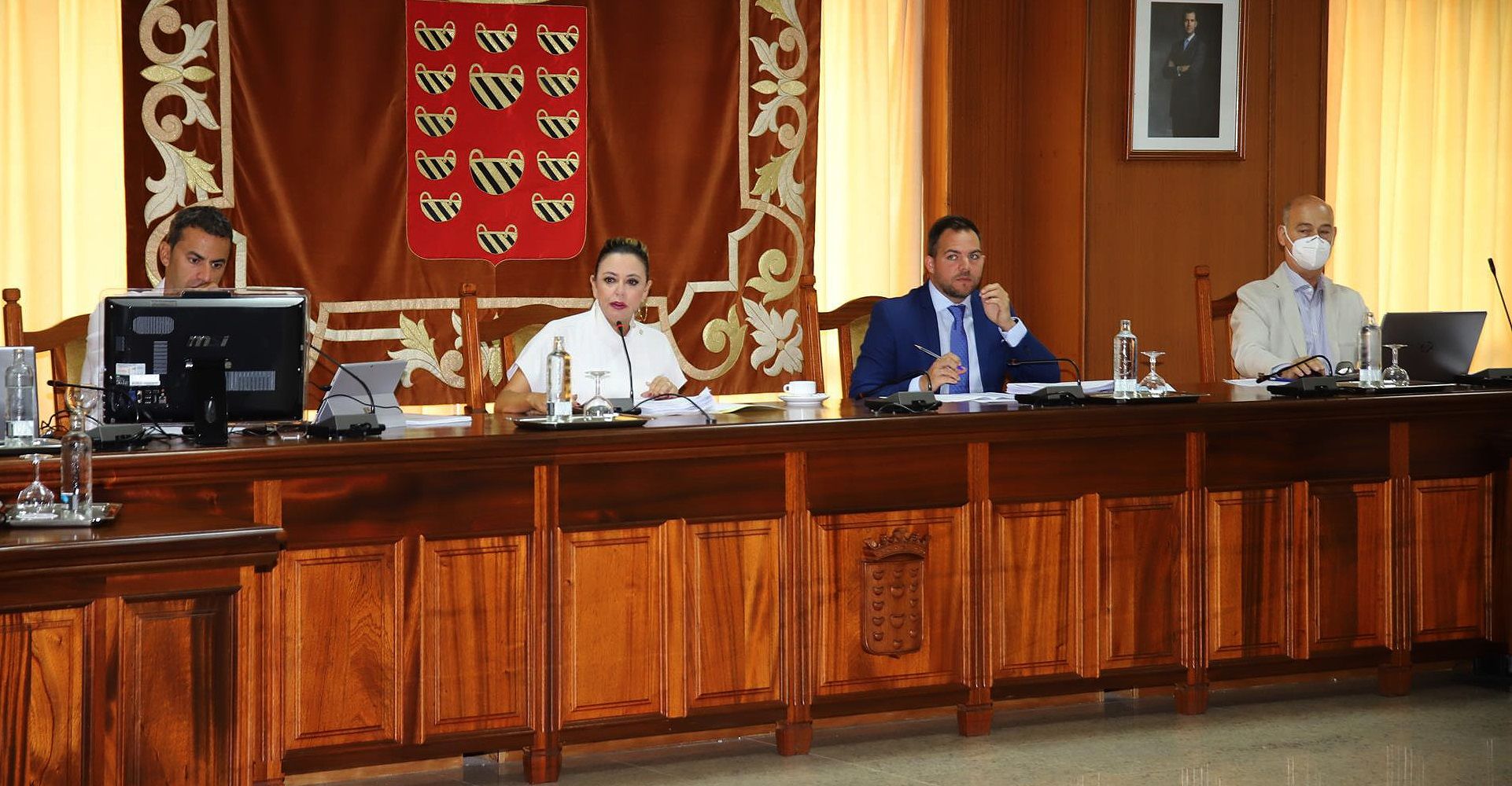 La presidenta del Cabildo, en un pleno de la institución 