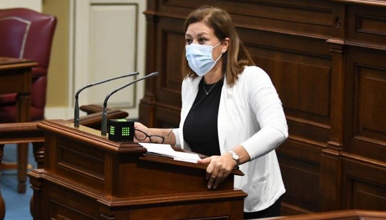La presidenta del PP en Lanzarote, Ástrid Pérez, en el Parlamento de Canarias