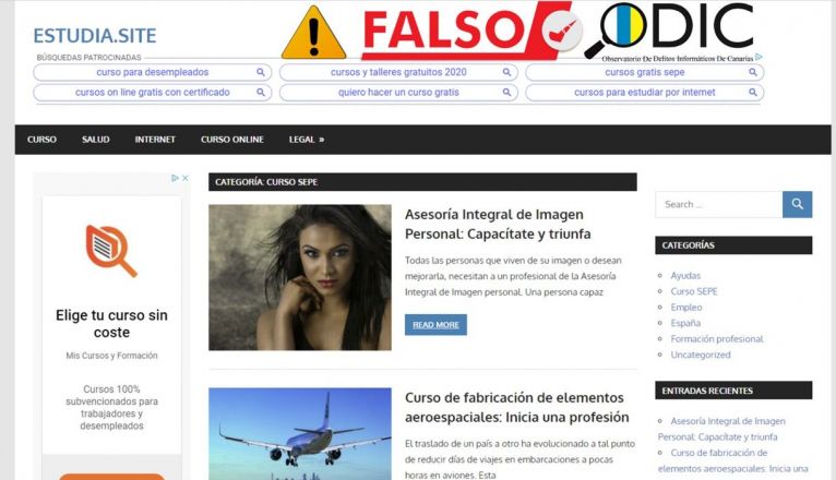 Alerta anuncios falsos cursos del SEPE