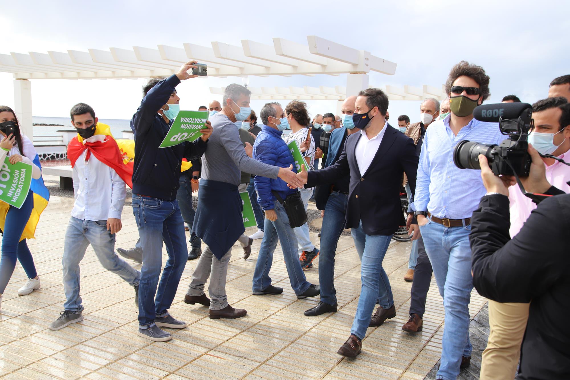 Santiago Abascal lidera la manifestación  en Lanzarote . (Fotos: Sergio Betancort)