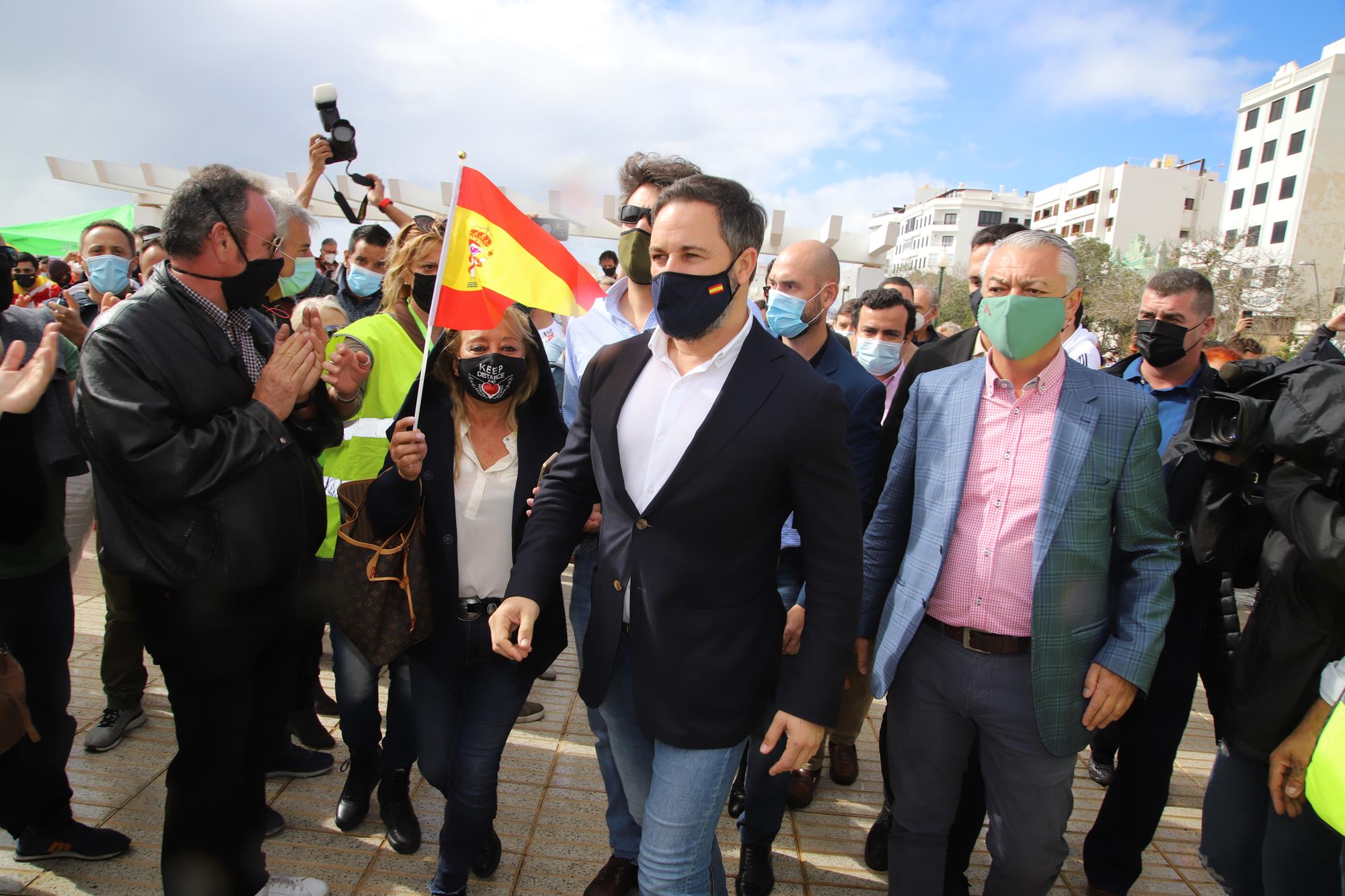Santiago Abascal lidera la manifestación  en Lanzarote . (Fotos: Sergio Betancort)