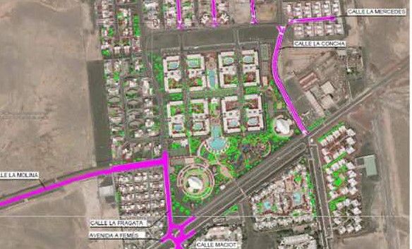 Mapa de las obras a realizar por el Ayuntamiento de Yaiza en Playa Blanca