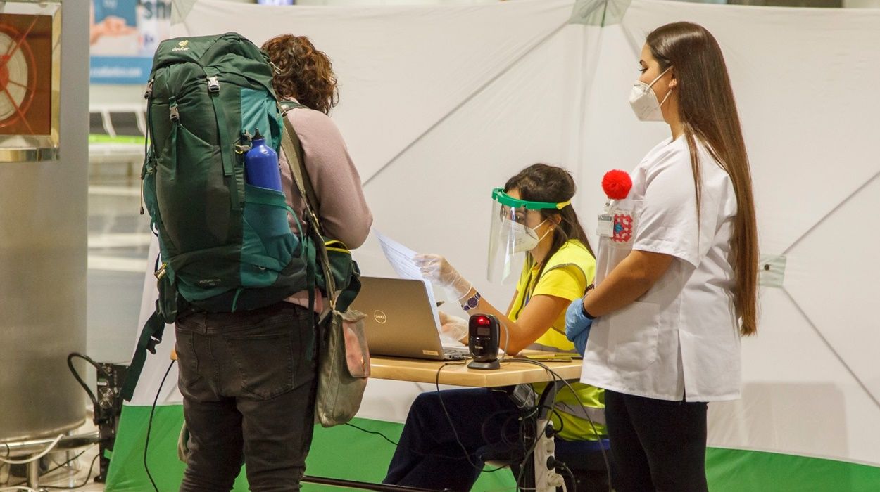 Covid Testing Checkpoint at a Canary Islands Airport