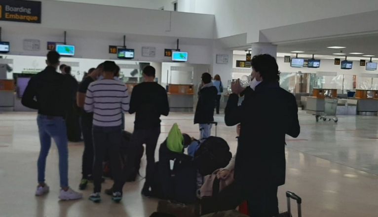 Passengers at Lanzarote airport this Monday