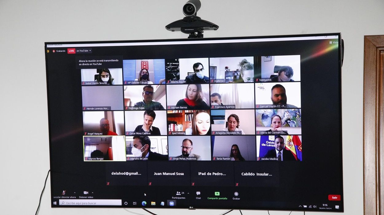 Pleno telemático celebrado en el Cabildo de Lanzarote