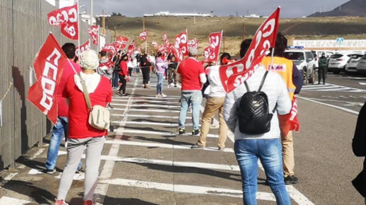 Imagen publicada por CCOO de la protesta celebrada el 15 de enero en Lanzarote