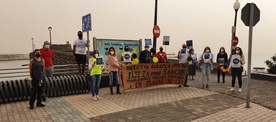 Concentración de los trabajadores temporales públicos en Lanzarote