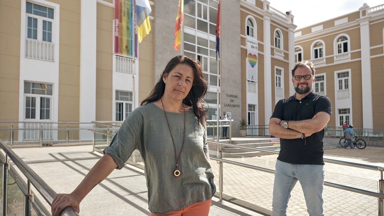 Los consejeros de Podemos en el Cabildo, Myriam Barros y Jorge Peña
