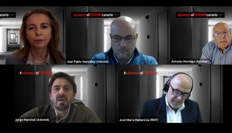 Imagen de la rueda de prensa telemática ofrecida por las patronales turísticas