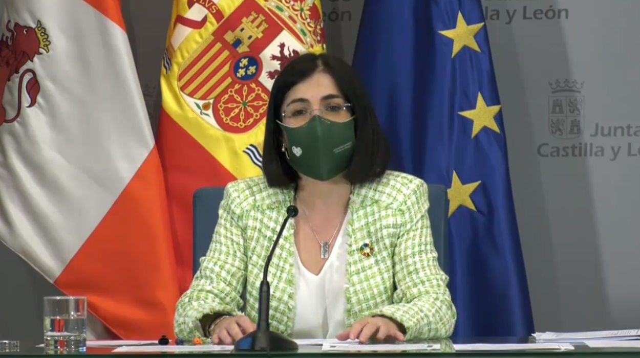 La ministra de Sanidad, Carolina Darias, en la rueda de prensa tras el Consejo Interterritorial