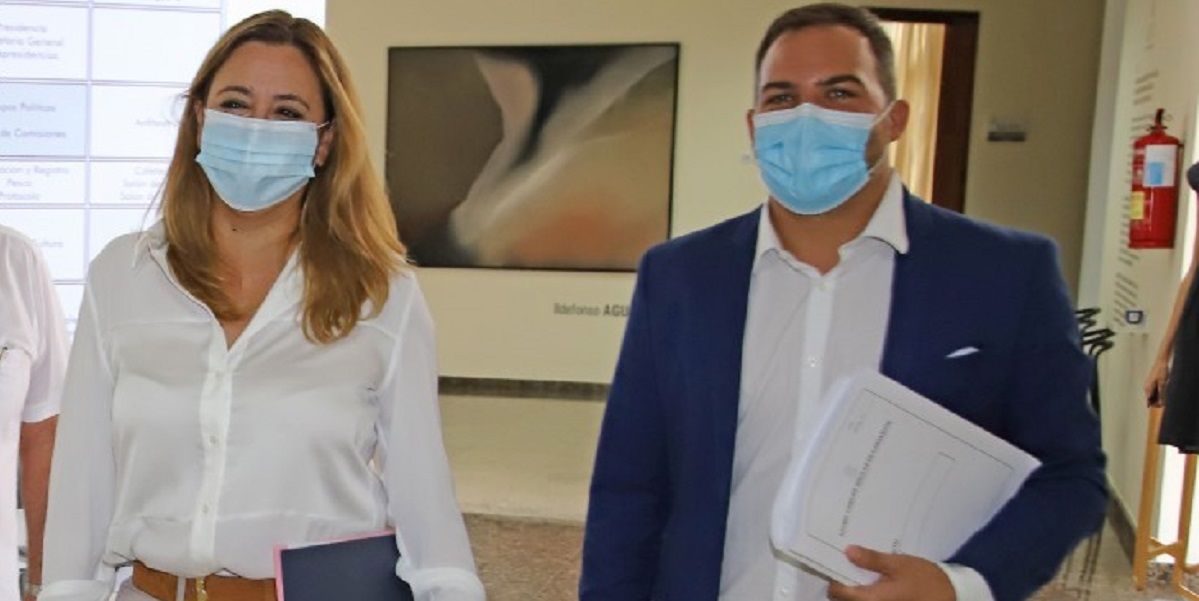 La presidenta del Cabildo, María Dolores Corujo, y el consejero de Obras Públicas, Jacobo Medina