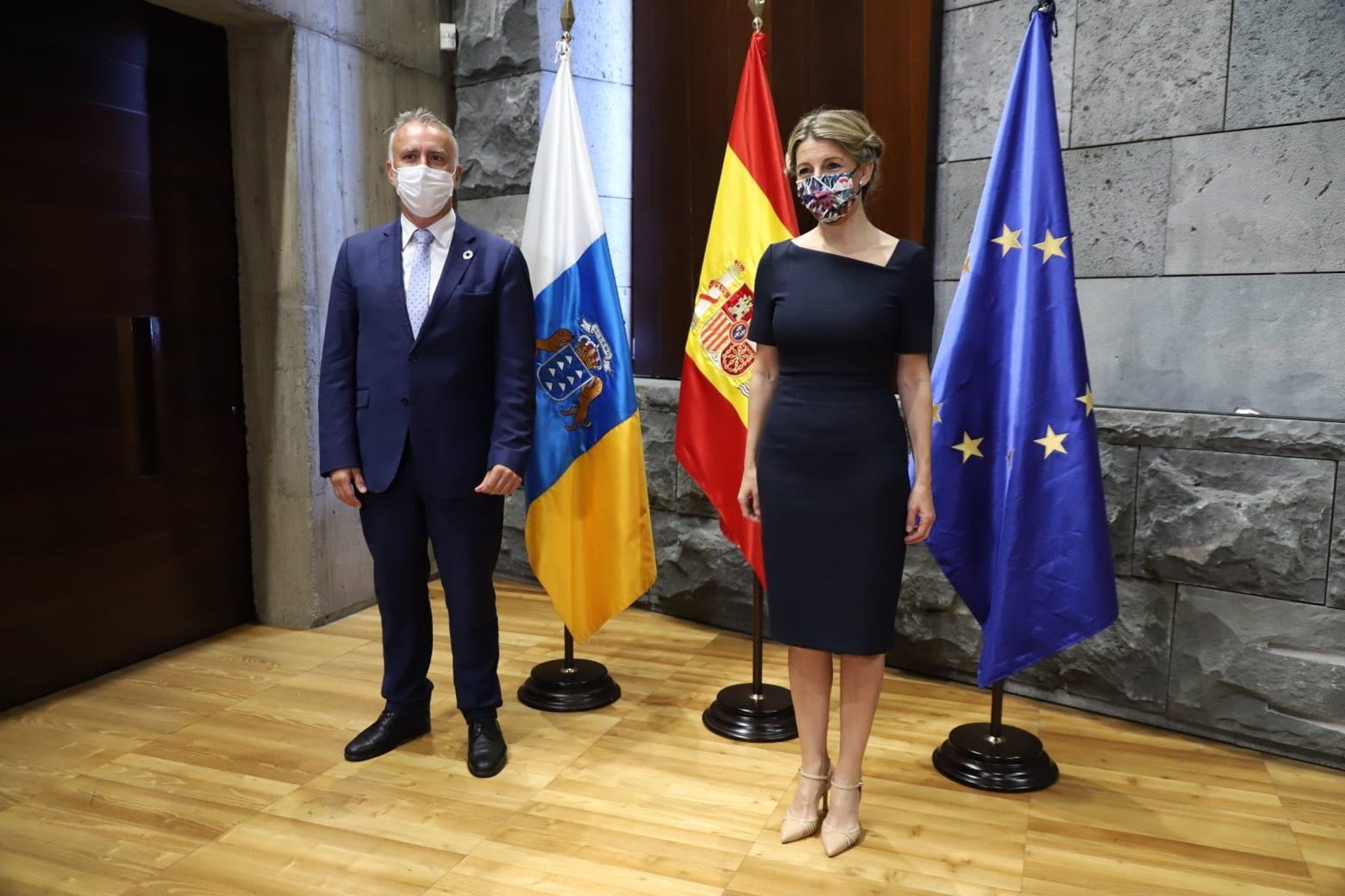 El presidente de Canarias junto a la ministra Yolanda Díaz