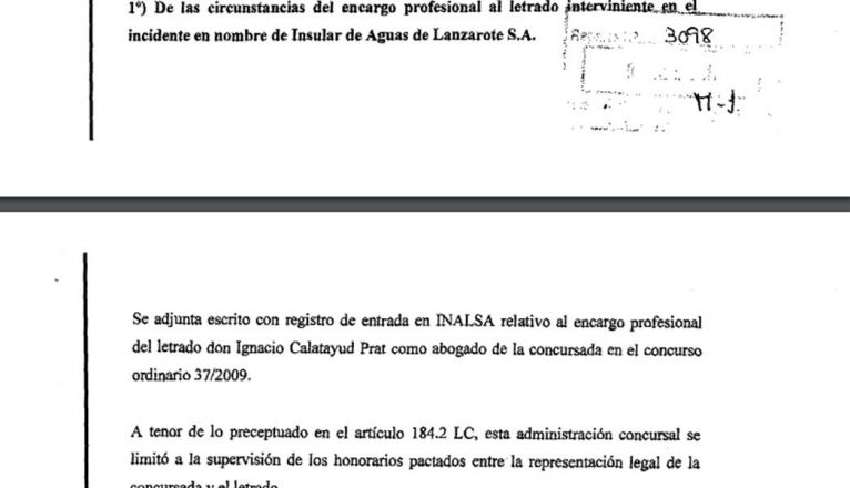 Extracto del informe que los administradores concursales de Inalsa remitieron al Juzgado