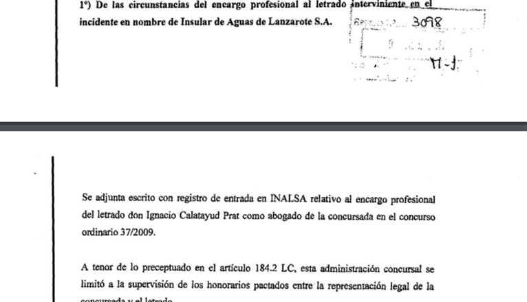 Extracto del informe que los administradores concursales de Inalsa remitieron al Juzgado Extracto del informe que los administradores concursales de Inalsa remitieron al Juzgado