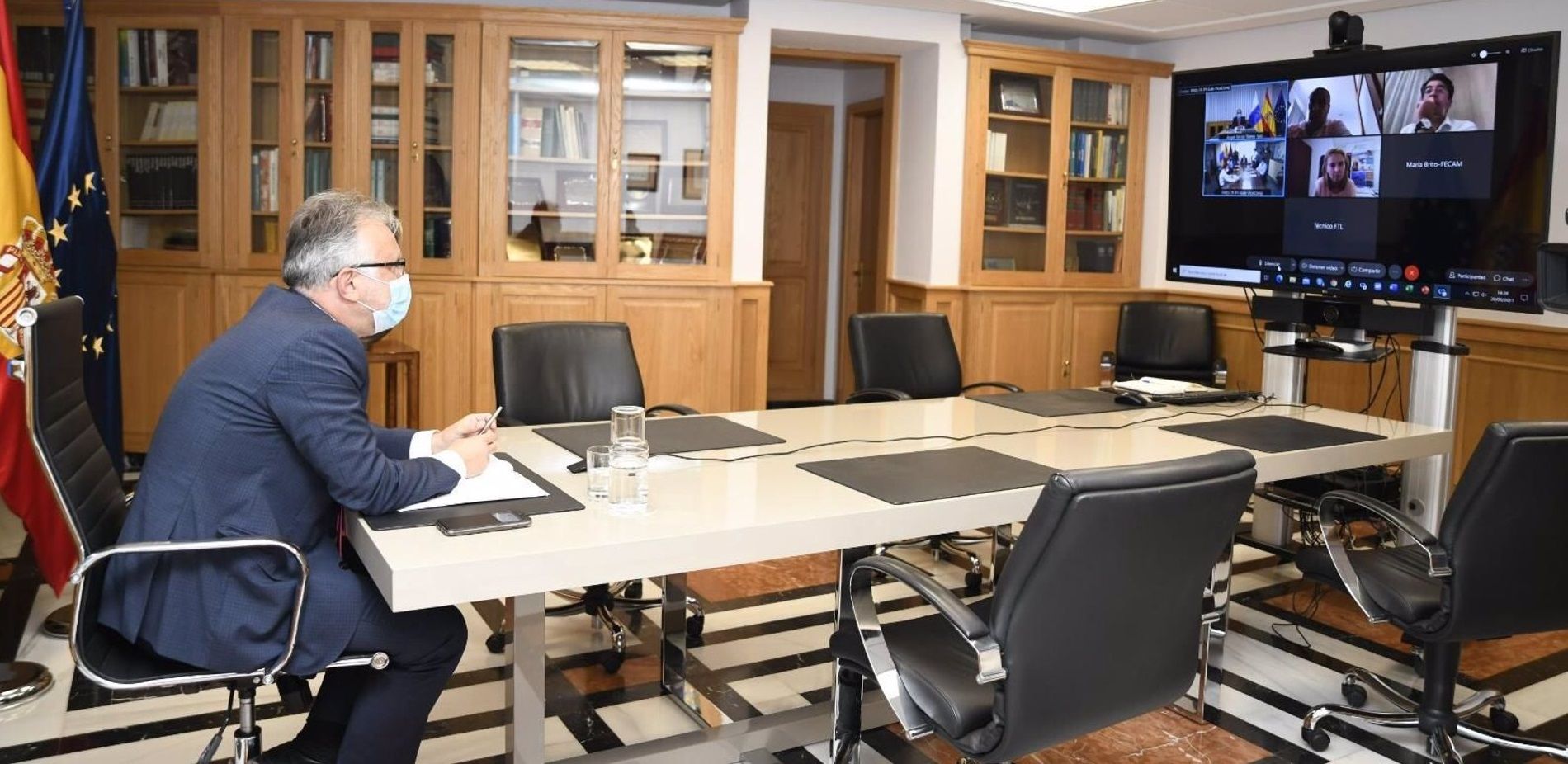 El presidente de Canarias, Ángel Víctor Torres, en la reunión telemática con el sector hostelero