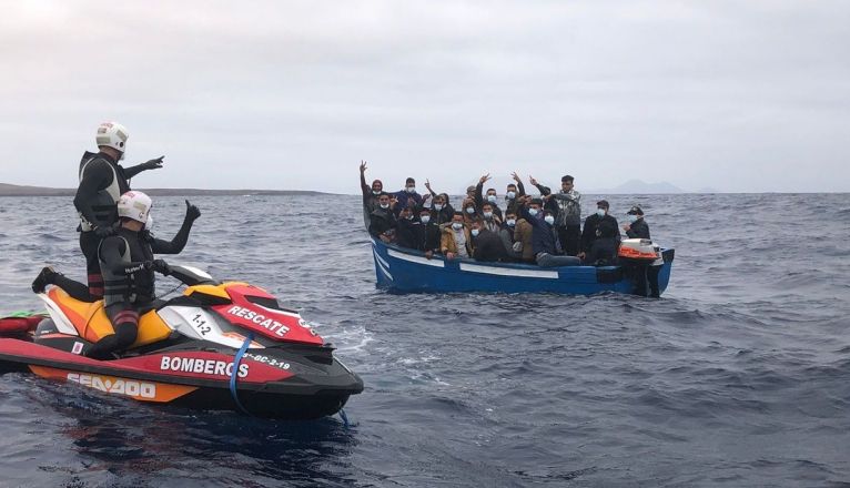 Patera interceptada en la costa de Pedro Barba, en La Graciosa