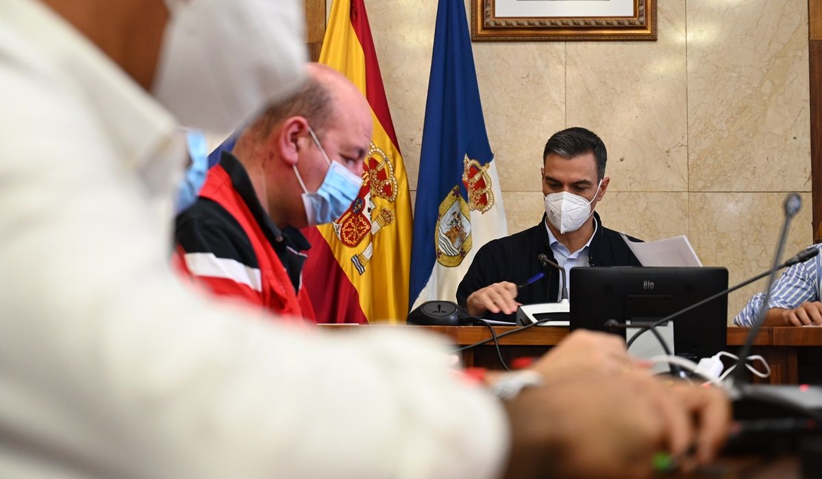 Pedro Sánchez en su visita a La Palma