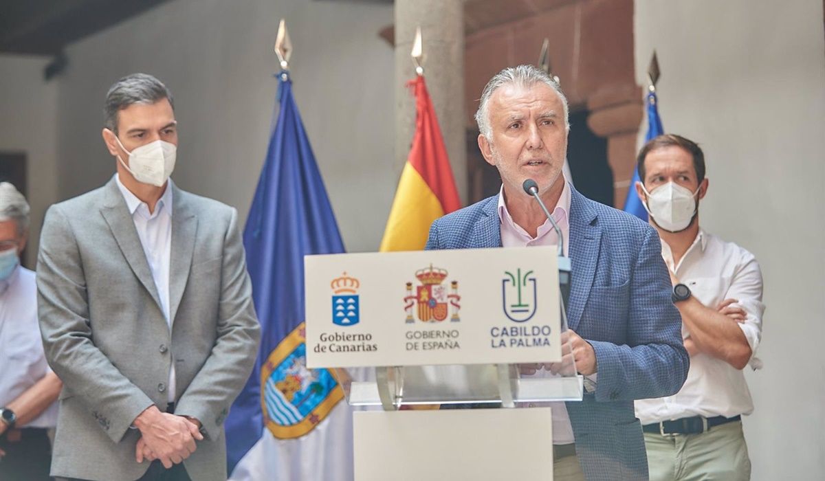El presidente de Canarias, Ángel Víctor Torres en una rueda de prensa en La Palma