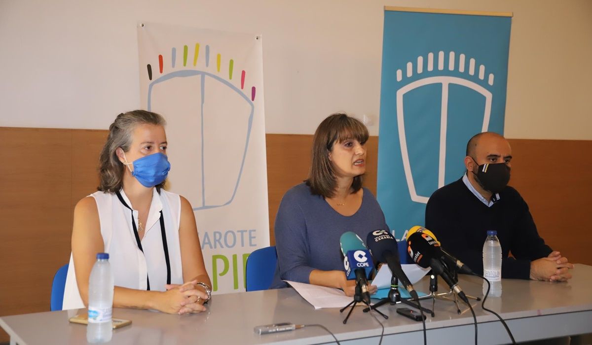 Los concejales de Lanzarote en Pie en la rueda de prensa