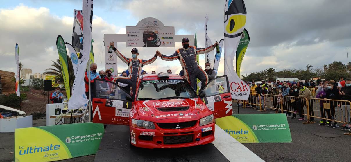 Llegó la décima victoria para Yeray Lemes con Rogelio Peñate de copiloto en el Mitsubishi Lancer Evo