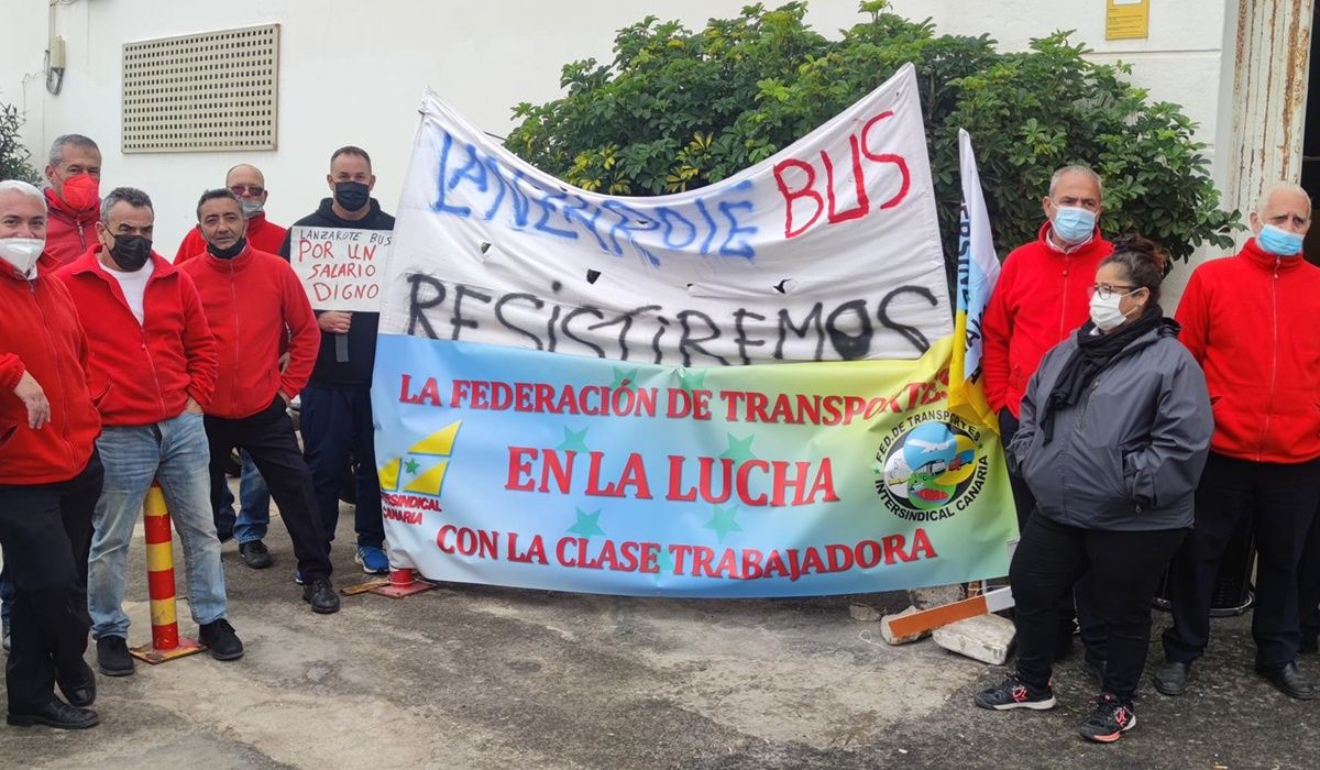Trabajadores en huelga de Lanzarote Bus