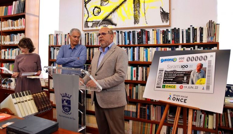 Presentación del cupón de la ONCE de Saramago Presentación del cupón de la ONCE de Saramago
