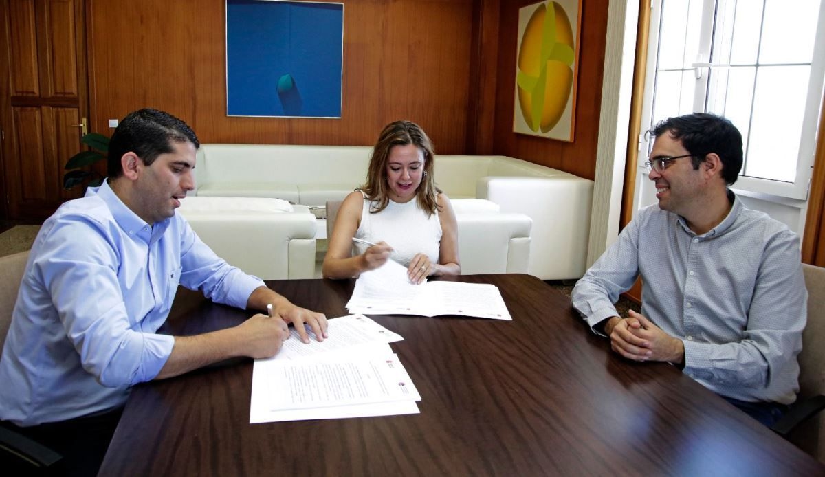 María Dolores Corujo, Alberto Aguiar y Benjamín Perdomo