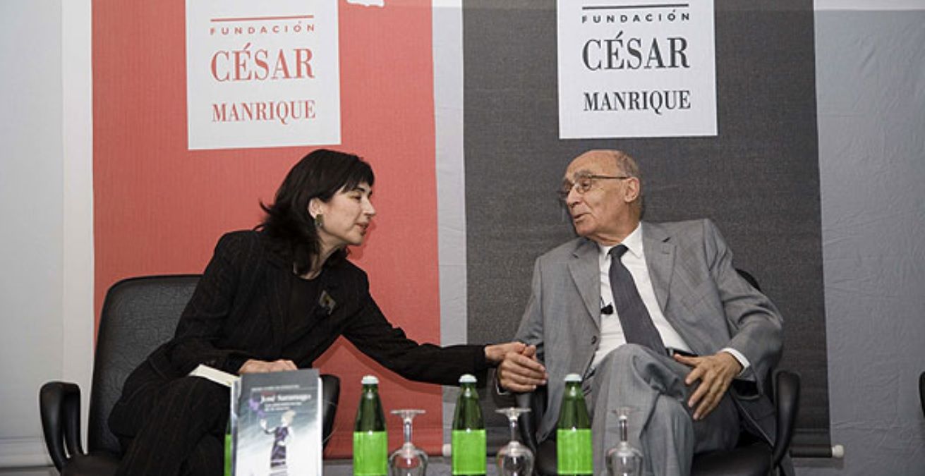 José Saramago, en un acto en la Fundación César Manrique