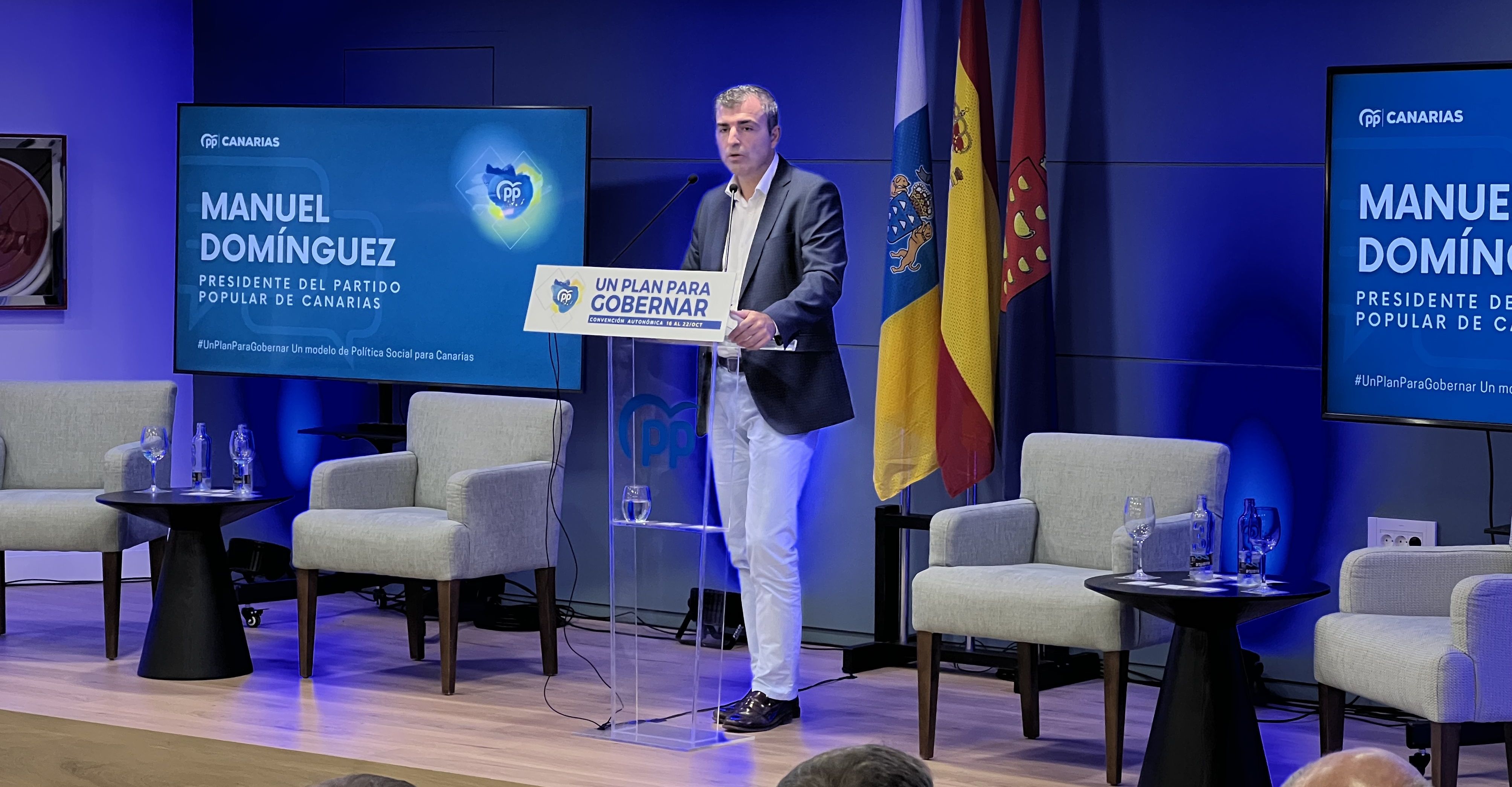 El presidente del PP de Canarias, durante el acto en Lanzarote