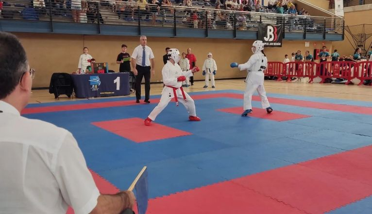 Uno de los deportistas durante sus combates en Adeje Uno de los deportistas durante sus combates en Adeje