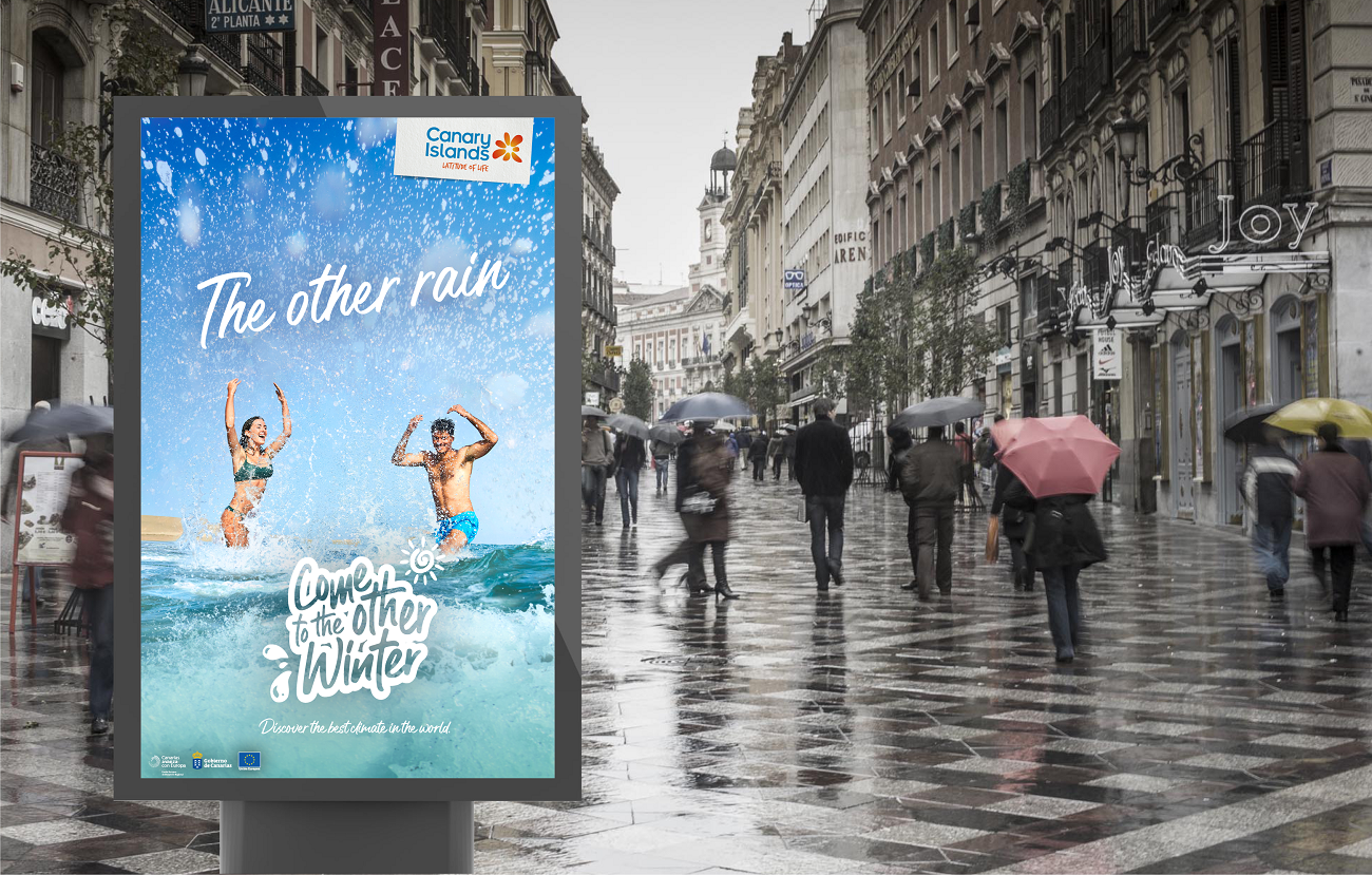 Cartel de la campaña de Turismo de Canarias galardonada en los Premios de Creatividad Exterior de JCDecaux 2022
